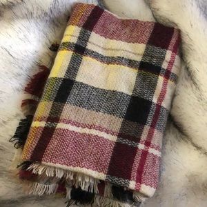 Oversized plaid blanket scarf